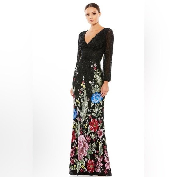 Mac Duggal Dresses & Skirts - Mac Duggal 5542 NWT Floral Skirt Long Sleeve Dress